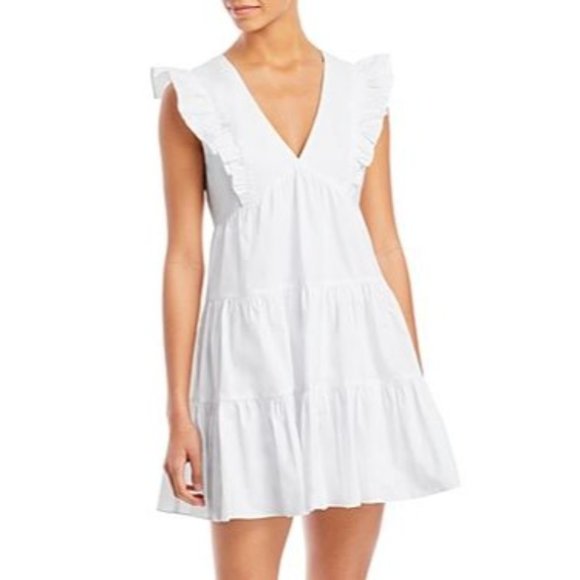 AQUA White Ruffle Mini Dress NWT - Size XS - Picture 1 of 5